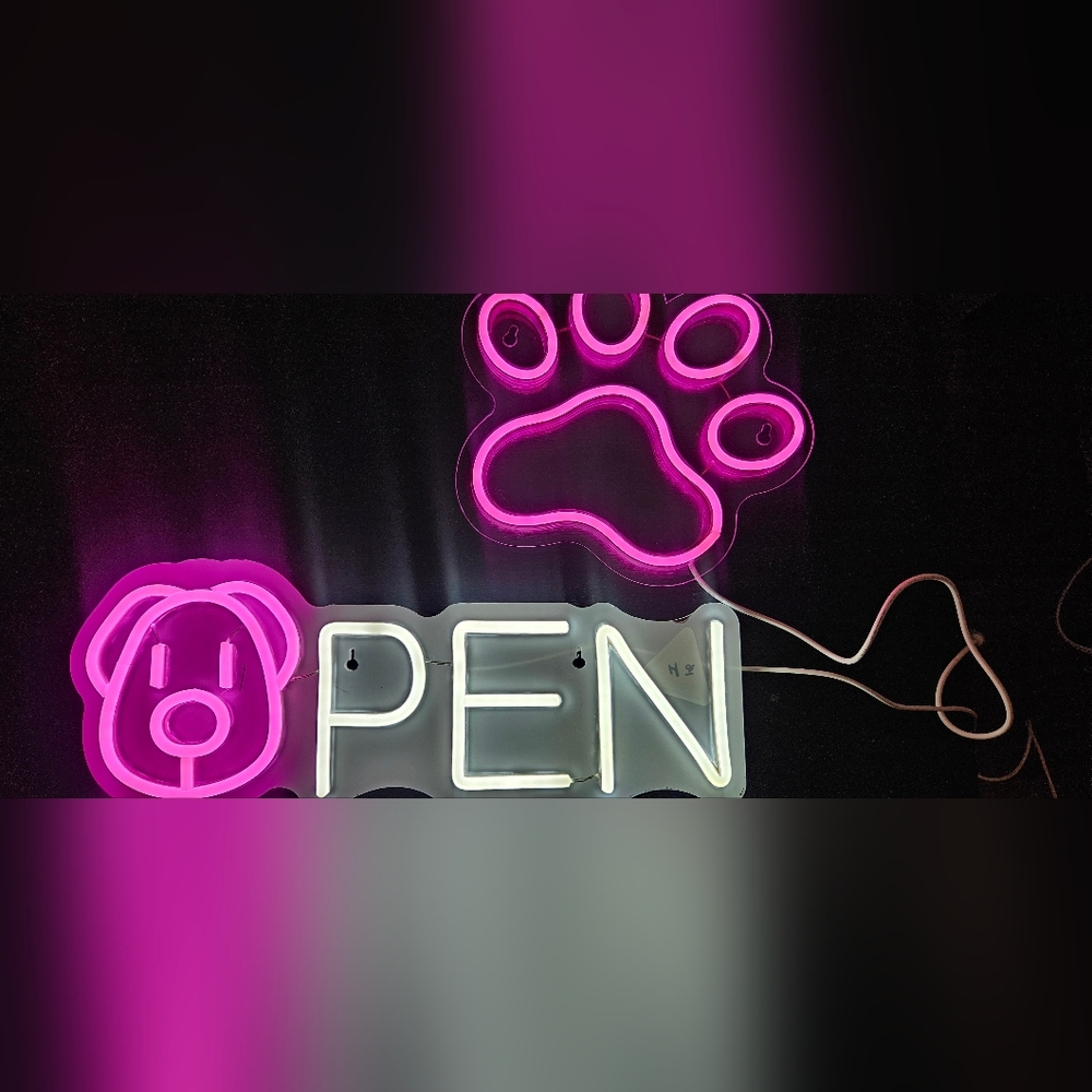 Dog Open Sign & Paw Neon Signs